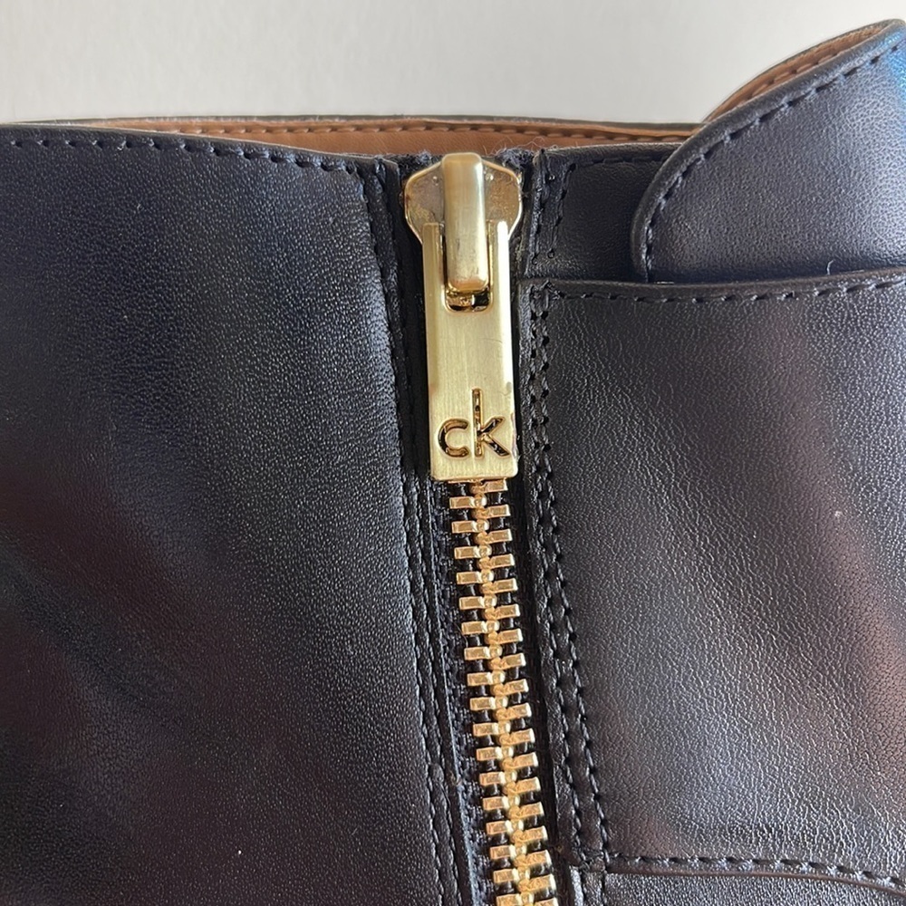 Calvin Klein Black Leather Boots Size 5.5 - Picture 7 of 8